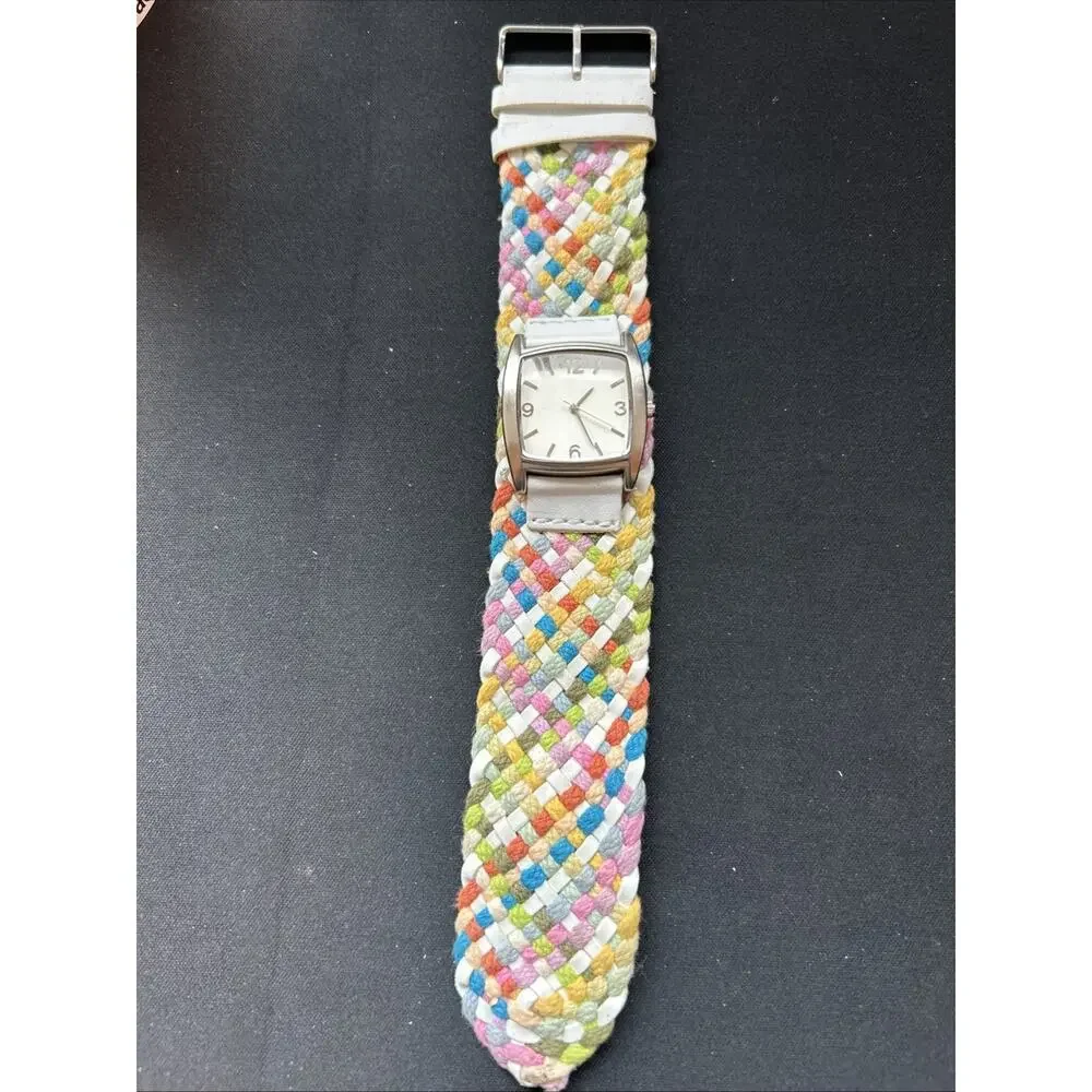 Silver Tone Multicolored Braided Band Women’s Quartz Watch